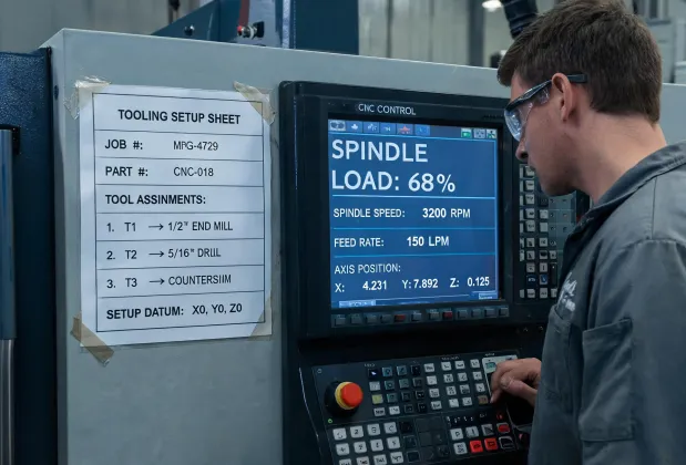Tooling setup sheet and machining center dashboard