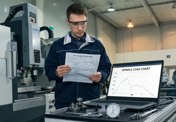 Makino application engineer reviewing CNC tooling process sheet